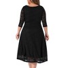 Agnes Orinda Women's Plus Size Floral Lace Round Neckline 3/4 Sleeves Midi A Line Dresses White - 4 of 4