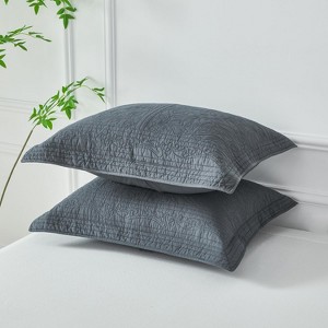 LISM 100% Cotton Quilted Pillow Shams, 26" x 20" (Pack of 2) - 1 of 4