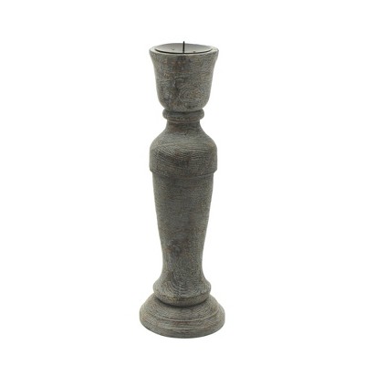 AZL1 Life Concept Candle Holders, Tall Carved Wood Stand for Dining Table and Entryway Floor Display, Gray, 5"*5"*15.5"