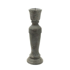 AZL1 Life Concept Candle Holders, Tall Carved Wood Stand for Dining Table and Entryway Floor Display, Gray, 5"*5"*15.5" - 1 of 4