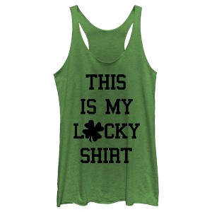 Women's Lost Gods St. Patrick's Day This is my Lucky Shirt Racerback Tank Top - 1 of 4