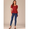 Allegra K Women's Sweetheart Neck Puff Ruffle Sleeve Elegant Peplum Top - 4 of 4