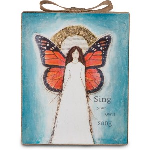 Pavilion Gift Company - Sing - 6.75" Butterfly Angel Sheet Music Plaque - Wall Sign Panels - 1 of 4
