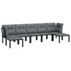 vidaXL Patio Furniture Set Sofa for Garden Lawn Black and Gray Poly Rattan - 3 of 4