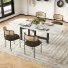 Modern Upholstered Dining Chairs Set of 2 Rattan Back Dining Room Chairs Accent Kitchen Chairs with Metal Legs Light Gray - 2 of 4