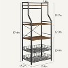 Kitchen Bakers Rack, Microwave Oven Stand with 2 Large Wire Basket, Industrial Coffee Bar Station, 5-Tier Kitchen Utility Storage Shelf with 8 Hooks - 2 of 4
