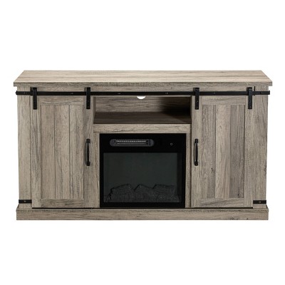 Sliding Doors Electric Fireplace TV Stand for TVs up to 60" Antique Gray Oak - Home Essentials