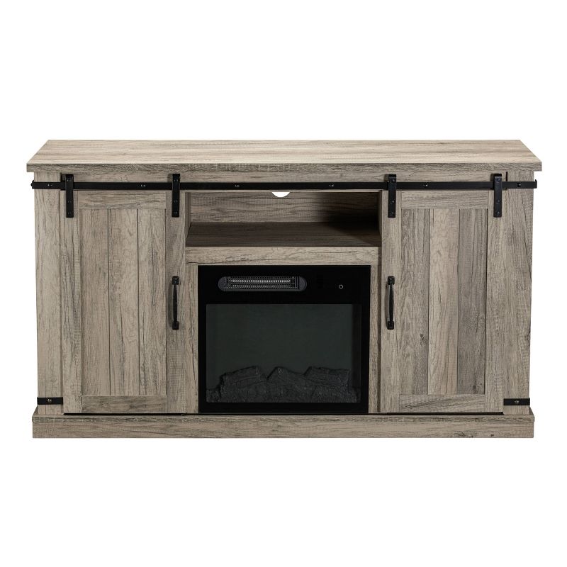 Sliding Doors Electric Fireplace TV Stand for TVs up to 60&#34; Antique Gray Oak - Home Essentials, 1 of 16