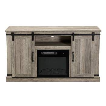 Sliding Doors Electric Fireplace TV Stand for TVs up to 60" Antique Gray Oak - Home Essentials