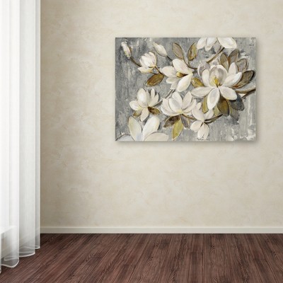 Silvia Vassileva Magnolia Simplicity Gray and White Canvas Art