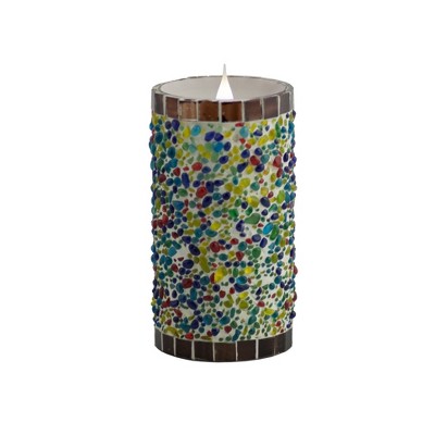 Pacific Accents 3x6 Speckled Stucco Flat Top 3D Virtual Flame Candle