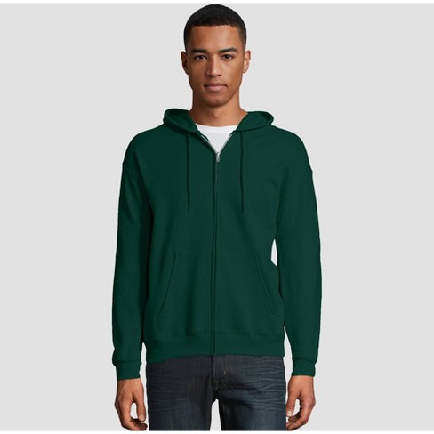 Hanes Men's Ecosmart Fleece Full-zip Hooded Sweatshirt - Dark Green L :  Target