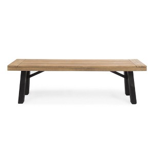 Dining Table Bench, Acacia Wood Dining Bench Water-proof & Sunproof Tabletop, 600 Pound Weight Capacity For Indoor Outdoor Park Poolside Garden Patio - 1 of 4