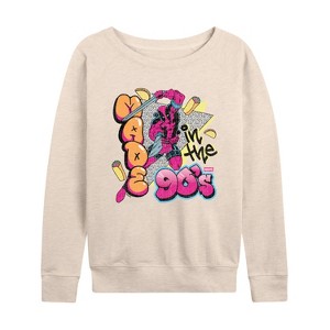 Women's - Marvel - Deadpool 90S Graffiti Lightweight French Terry Wide Neck Long Sleeve Graphic Shirt - 1 of 4