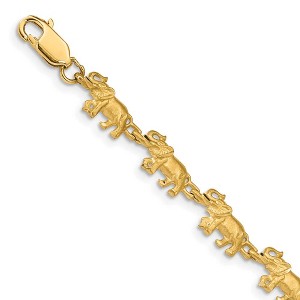 Black Bow Jewelry 14k Yellow Gold Elephant Bracelet - 7 Inch - 1 of 4