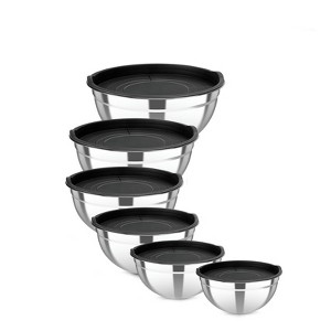Itopfox 7-Piece Stainless Steel Mixing Bowls with Lids, Nesting Salad Bowls for Kitchen Cooking, Baking, Prepping and Serving Food, Dishwasher Safe - 1 of 4