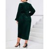 Coolmee Plus Size Maxi Dresses for Curvy Women Casual V Neck Wrap Bodycon Lantern Long Sleeve Criss Cross Pleated Long Dress - 4 of 4