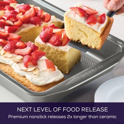 Gray Nonstick Aluminum Rectangular Cake Pan with Wide Handles