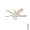 Hunter Fans 44" Margo Lighted Ceiling Fan Textured White Finish with Light Oak Blades for Small Rooms - 2 of 4