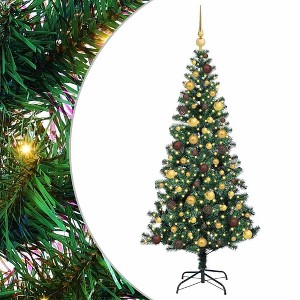vidaXL Artificial Pre-lit Christmas Tree Green 70.9" PVC and Metal - 1 of 4