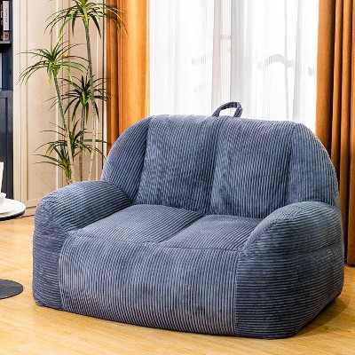 Hooseng 38" Giant Bean Bag Chair for Adults, High-Density Foam Stuffed Corduory Bean Bag Sofa with Handle for Adults Reading, Gaming