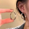 2-Pair Women's Silver-Tone Hoop Earrings Set, Minimalist Multi-Row & Textured Designs, Stylish for Women - 2 of 4