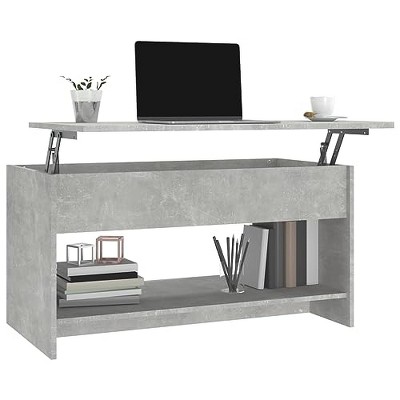 Modern Lift-Top Coffee Table in Concrete Gray Engineered Wood with Hidden Storage