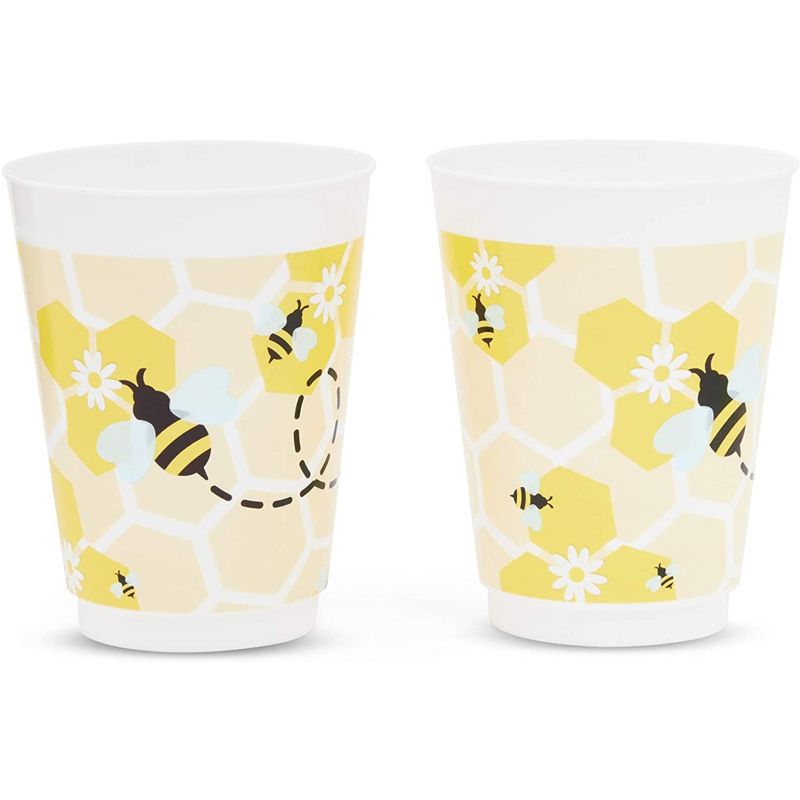Blue Panda 16 Packs Reusable Plastic Bumble Bee Baby Shower Party Supplies Disposable Cups, 4 of 8