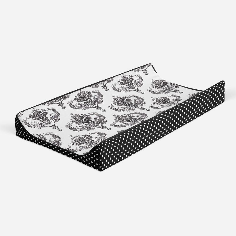 Bacati - Classic Damask White/Black changing Pad Cover, 2 of 11