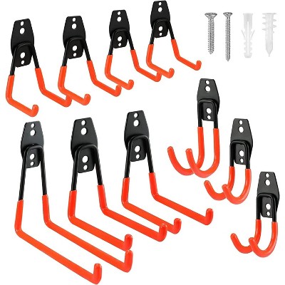 LunaLulinlk 10 Pack Utility Garage Storage Hooks&Hangers, Wall Mount Hooks with Non-Slip Coating for Organizing Garden Tools