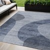 Denim Blue And Sky Blue Abstract Washable Indoor Outdoor Area Rug - 2 of 4