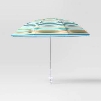 4' Round Outdoor Patio Clamp-on Beach Umbrella Rainbow Stripes - Sun Squad™
