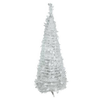 Northlight 4' White Tinsel Pop-up Artificial Christmas Tree, Unlit