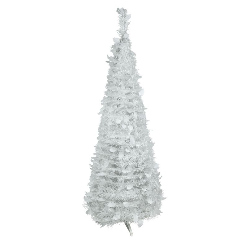 Northlight 4' White Tinsel Pop-Up Artificial Christmas Tree, Unlit, 1 of 8