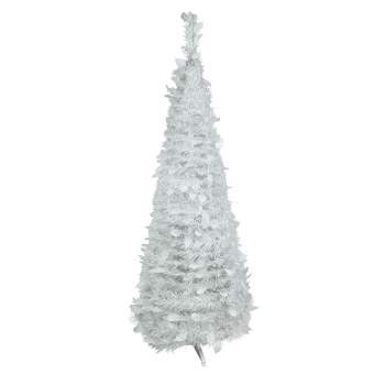 Northlight 6' White Tinsel Pop-Up Artificial Christmas Tree, Unlit