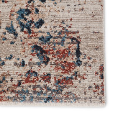 Terrior Blue and Red Abstract Reversible Area Rug