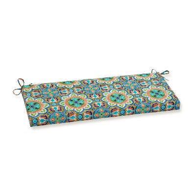 Lagoa Tile Flamingo Outdoor Bench Cushion Blue - Pillow Perfect: Weather-Resistant, Zippered, 45x18 Inch