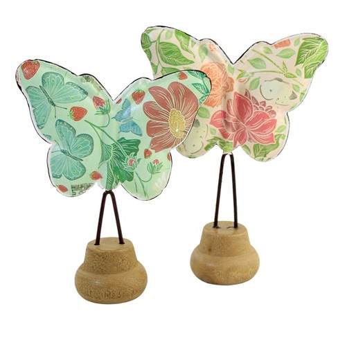 Home Decor Floral Pattern Butterfly - Two Figurines 5.5 Inches ...