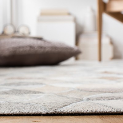 Handmade Gray Geometric Cowhide Area Rug 5' x 8'
