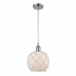 Farmhouse Rope - 1 Light Cord Hung Mini Pendant In Industrial Style-10 Inches Tall and 8 Inches Wide - 1 of 1