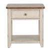 Liberty Furniture,Farmhouse Reimagined End Table with Basket in Antique White w/ Chestnut Top - 3 of 4
