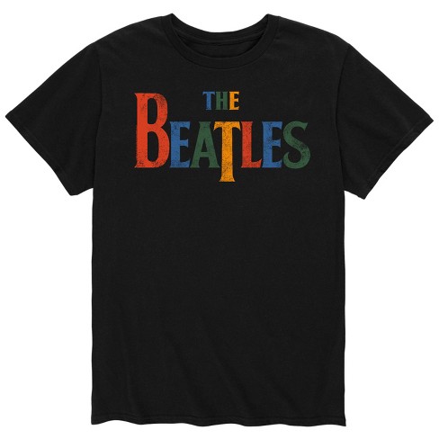 Men s The Beatles Colorful Logo Short Sleeve Graphic T Shirt Black Small