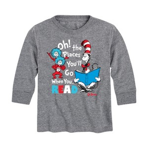 Boys' - Dr. Seuss - Oh! Places You'll Go When You Read Long Sleeve Graphic T-Shirt - 1 of 4