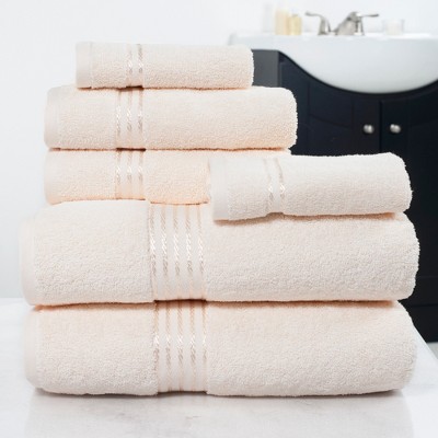 Hastings Home 100% Cotton Towel Set – Ivory, Set of 6