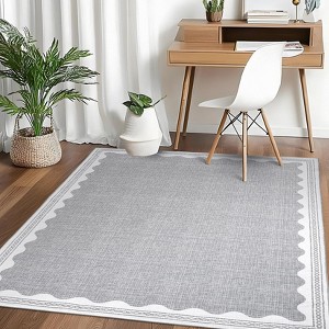 homfan Scalloped Washable Rug w/ Non-Slip Back - Modern Low-Pile Carpet for Living Room, Bedroom - 1 of 4