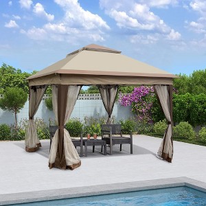 11x 11Ft PopUp Gazebo Canopy, 2-Tier Roof Event Tent with 4 Sandbags for Outdoor Patio Backyard Garden Camping - 1 of 4