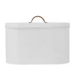 Amici Home White Carmel Metal Storage Bread Bin with Handled Lid, Airtight Seal, Food Safe, White w/ Relief Pattern & Brown Handle, 288 oz.