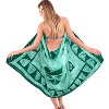 LA LEELA Women's Beach Wrap Bikini Swimwear Cover up Skirt Bathing suit Summer Wraps Sarong Swimsuits for Women One Size Green, Abstract - 3 of 4
