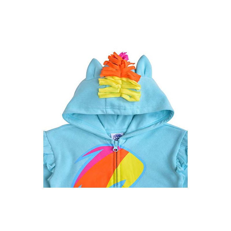 My Little Pony Girl's Zip Up Fashion Hoodie with 3D Ears and Mane For Kids, 4 of 5