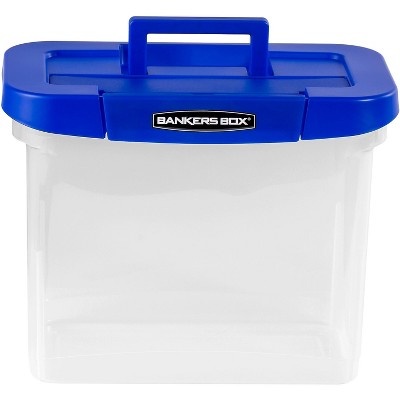 Heavy Duty Clear and Blue Plastic Portable File Storage Box